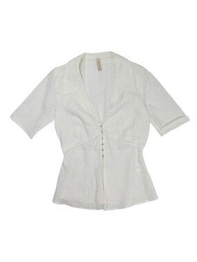 Bec & Bridge Short Sleeve Button Up Top in White